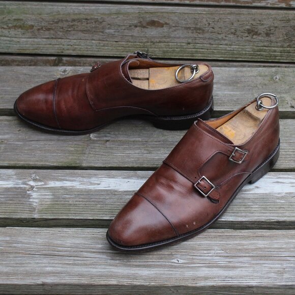 Allen Edmonds Double Monk Strap Cap Toe, Brown Leather, Men's 9 D, Made in USA - Picture 15 of 15